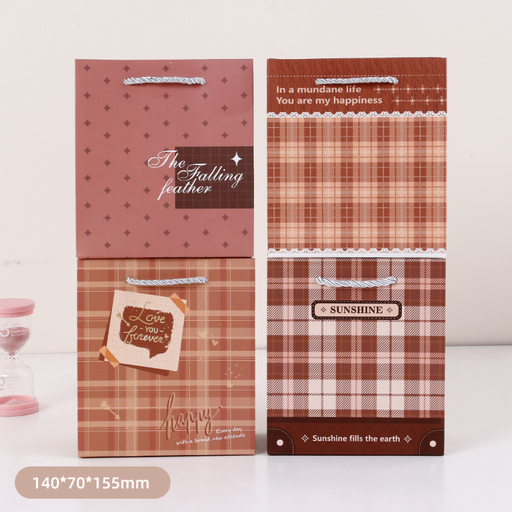 Brown Plaid Gift Bag (S)