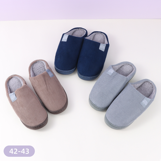 Vertical Pattern Cloth Label Men's Warm Slippers