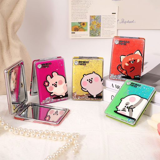 BAMBOOMATES Series Rectangular Crystal Embossed Glitter Portable Mirror