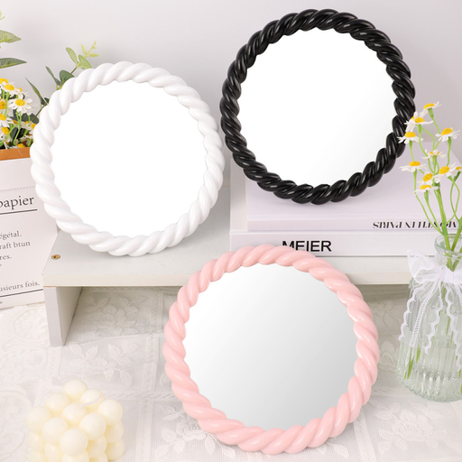 Elegant Twist Frame Round Table Mirror
