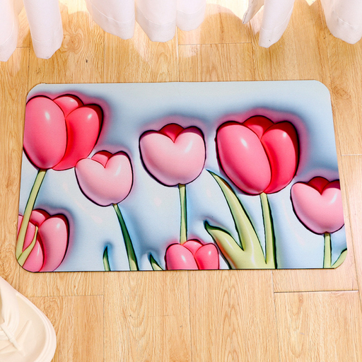 Expansion Element Tulip Square Fluffy Floor Mat (Red)