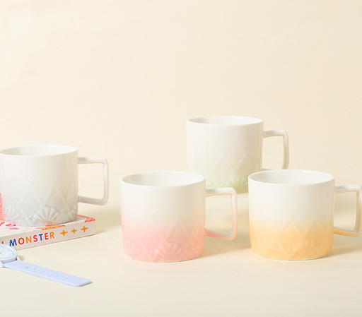 380ml12.84fl.oz. Embossed Gradient Color Basic Ceramic Cup