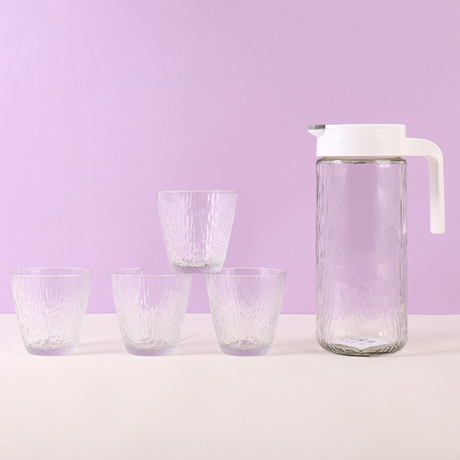 1200ml40.5fl.oz. Kettle & 260ml8.7fl.oz.*4 Glass Cups Set (White)