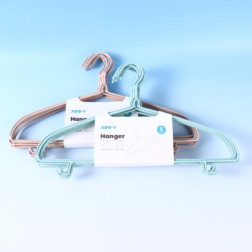 17" Plastic Coating Clothes Hanger with Hooks 8 PCS