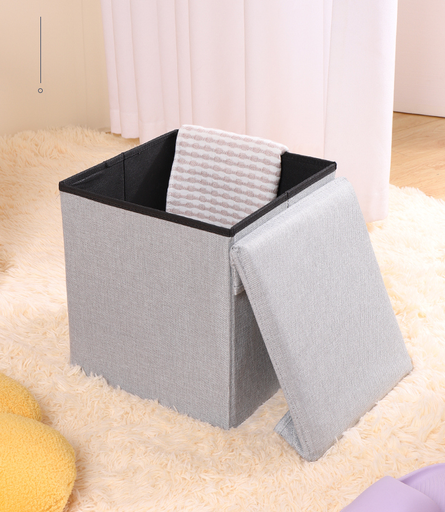 Solid Color Fabric Storage Bin Chair(Light Blue)