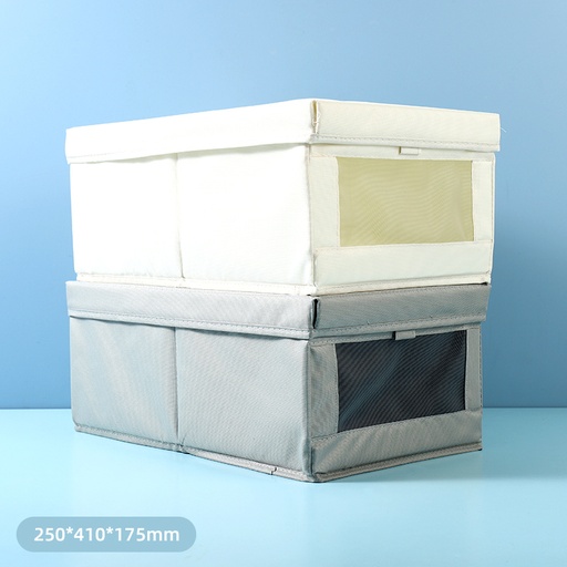 Simple Fabric Storage Box with Lid and Window (S)