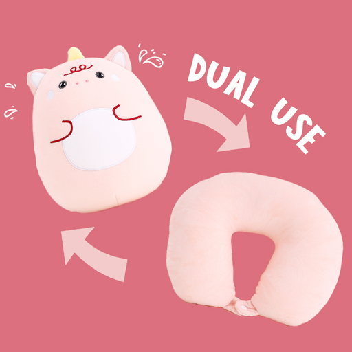 Dream Pony Dual-Use Particle Foam U-Shaped Pillow (Pink)