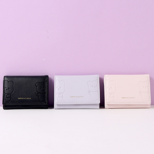 Shy Animal Embossed Trifold Purse for Women