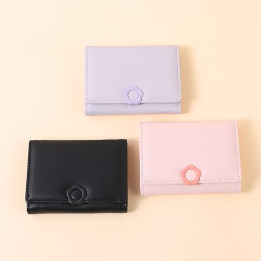 Elegant Florets Buckle Trifold Purse for Women