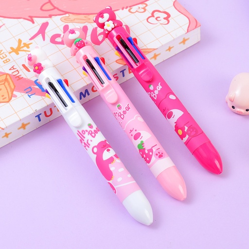 Cool Pink Bear 8-Color Ballpoint Pen 0.7mm